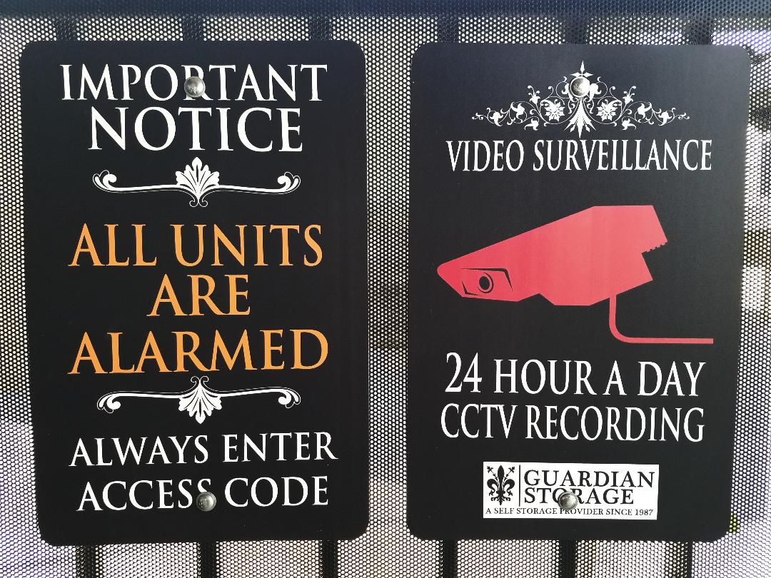 Guardian Storage Facility Security Signs