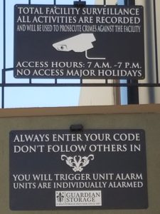 Guardian Storage facility security warning signs