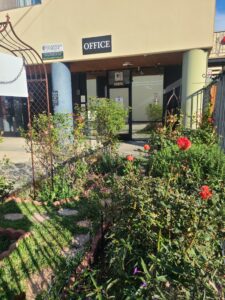 Garden and Office front at Guardian Storage in Fullerton, Anaheim CA Orange County
